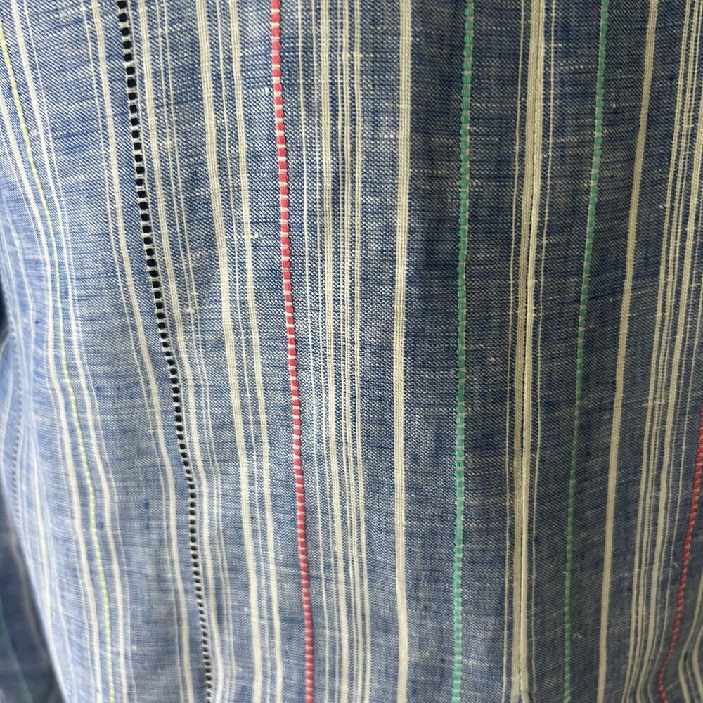 Revolve Parker Oversized Blue Linen Blazer Pinstripe - Picture 4 of 5